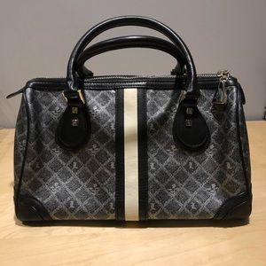 Gray/white Lamb satchel bag